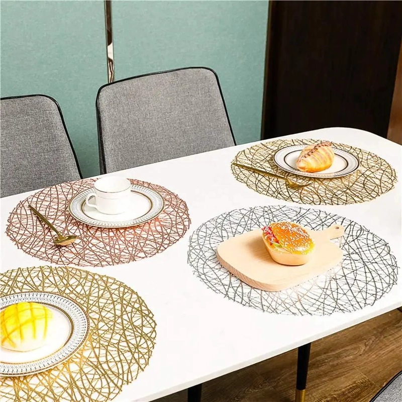 MANTELES INDIVIDUALES DE PVC CIRCULAR METALICO 12 PIEZAS - 9