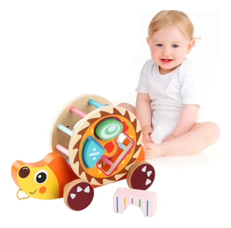 JUEGO DE ENCAJE MONTESSORI ERIZO DIDACTICO DE MADERA - 1