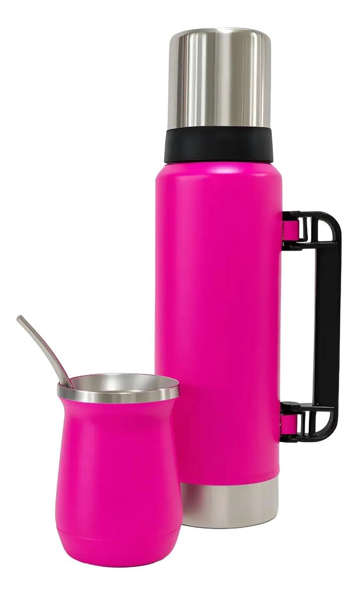 SET TERMO DE AGUA FRIO CALOR 1.3L Y MATE 236ML CON BOMBILLA - 2