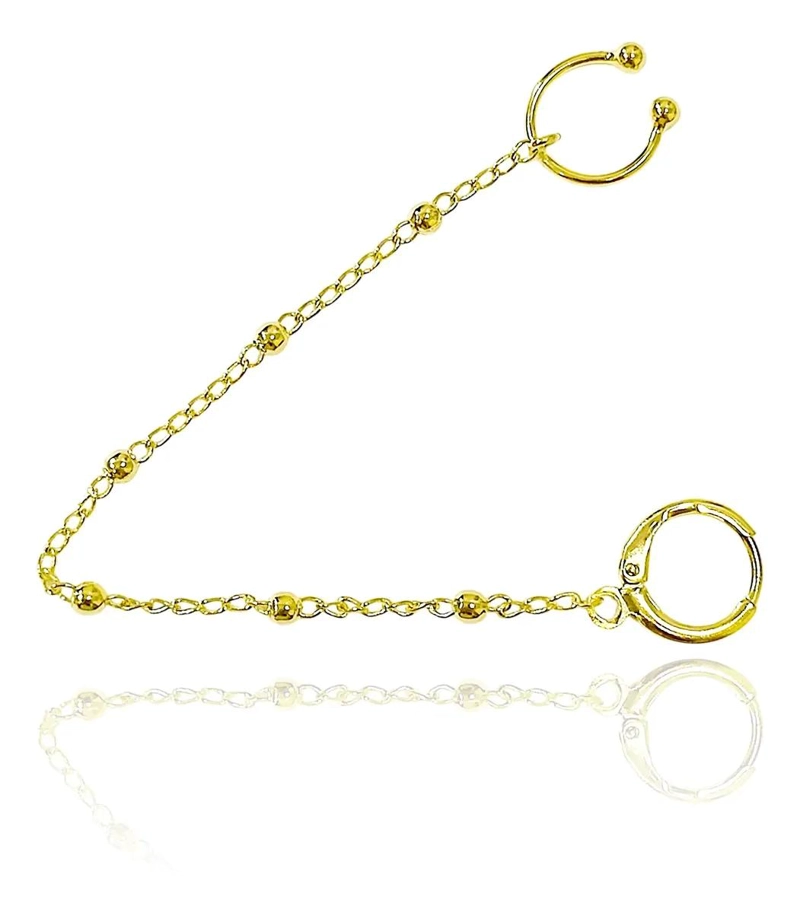 ARO TREPADOR ESLABON BOLITA ENCHAPADO EN ORO 18K - 1
