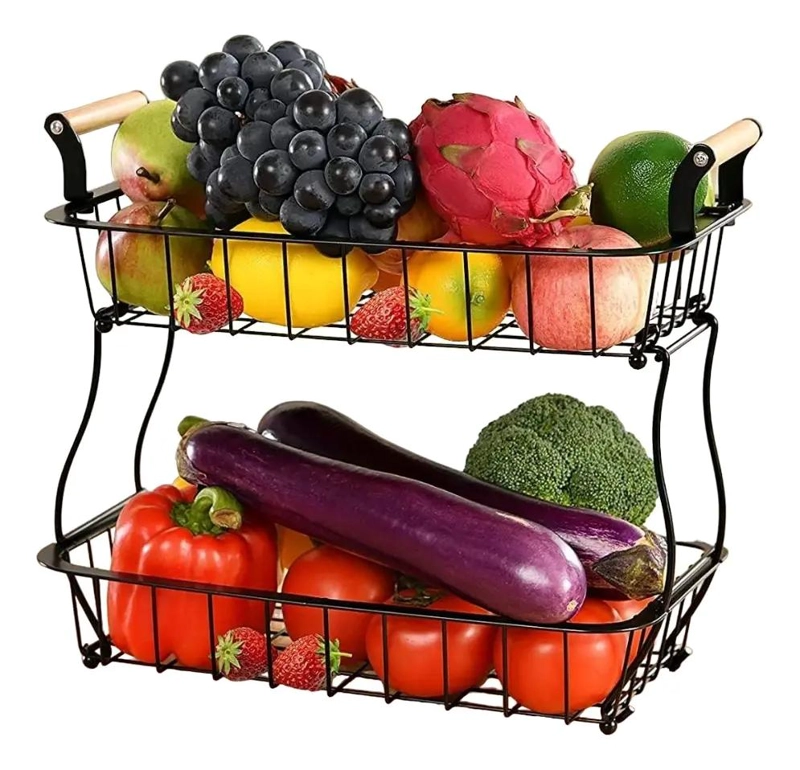 CESTA DE ALMACENAMIENTO DE FRUTAS Y VERDURAS DE 2 NIVELES - 1