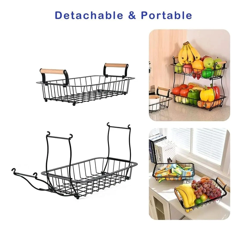 CESTA DE ALMACENAMIENTO DE FRUTAS Y VERDURAS DE 2 NIVELES - 10