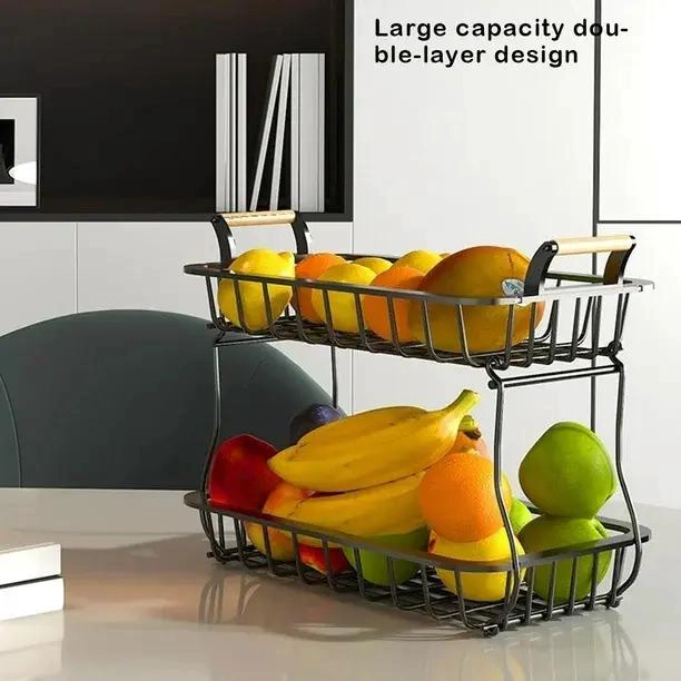 CESTA DE ALMACENAMIENTO DE FRUTAS Y VERDURAS DE 2 NIVELES - 4