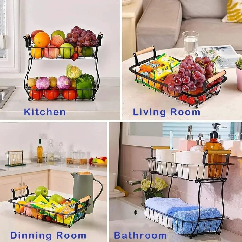 CESTA DE ALMACENAMIENTO DE FRUTAS Y VERDURAS DE 2 NIVELES - 7
