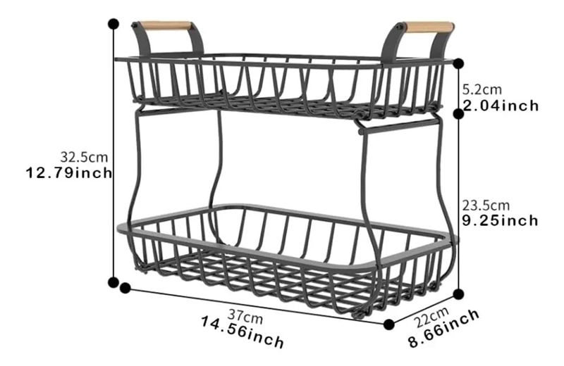 CESTA DE ALMACENAMIENTO DE FRUTAS Y VERDURAS DE 2 NIVELES - 9