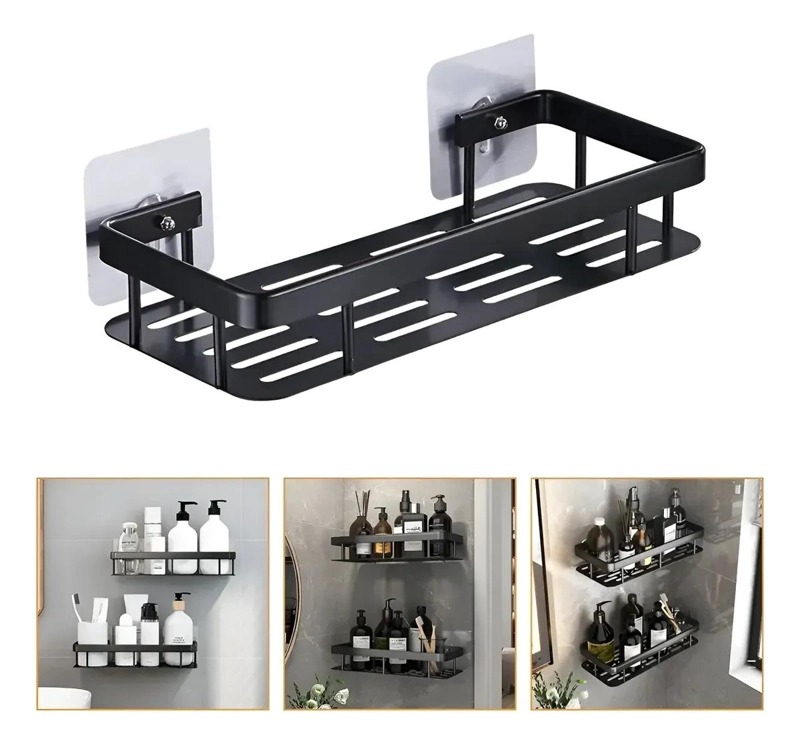 ESTANTE ORGANIZADOR DE DUCHA ADHESIVO NEGRO MULTIUSOS - 1