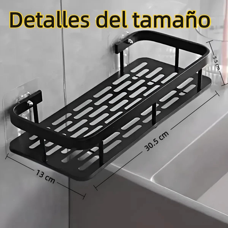 ESTANTE ORGANIZADOR DE DUCHA ADHESIVO NEGRO MULTIUSOS - 2