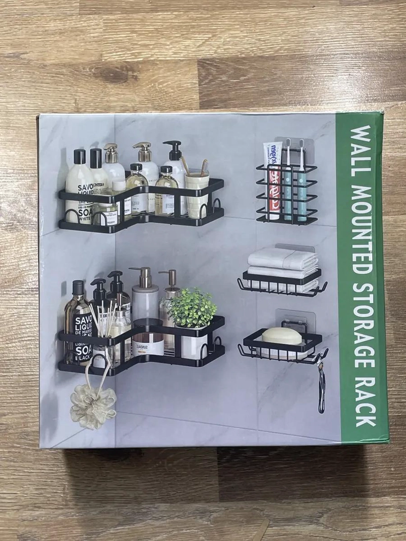 ORGANIZADOR ESQUINERO ADHESIVO PARA BAÑO EN COLOR NEGRO - 3