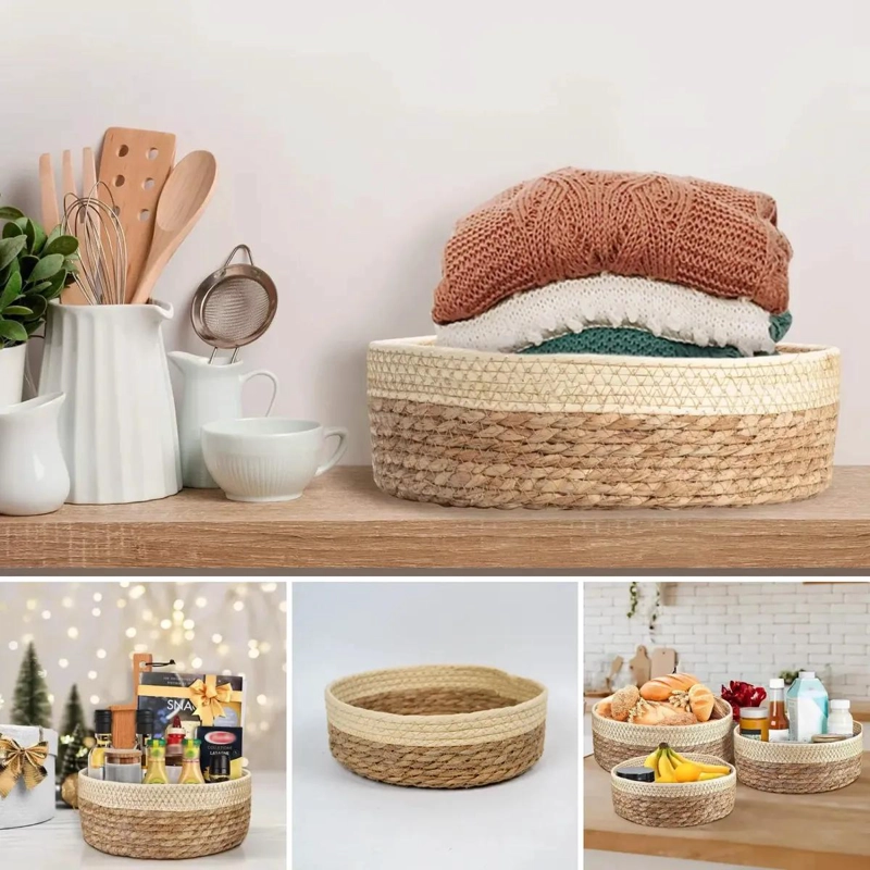 ORGANIZADOR REDONDO DE RATTAN 26 CM PARA COCINA Y HOGAR - 7