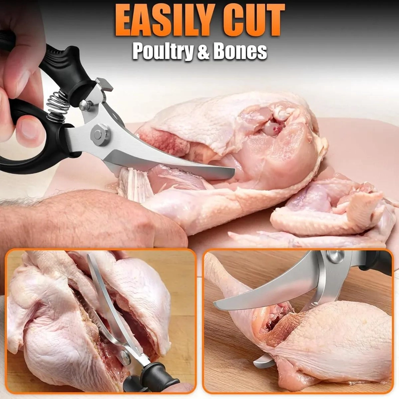 TIJERAS DE ACERO INOXIDABLE PARA AVES DE CORRAL CON MANGO ERGONOMICO Y RESORTE - 5