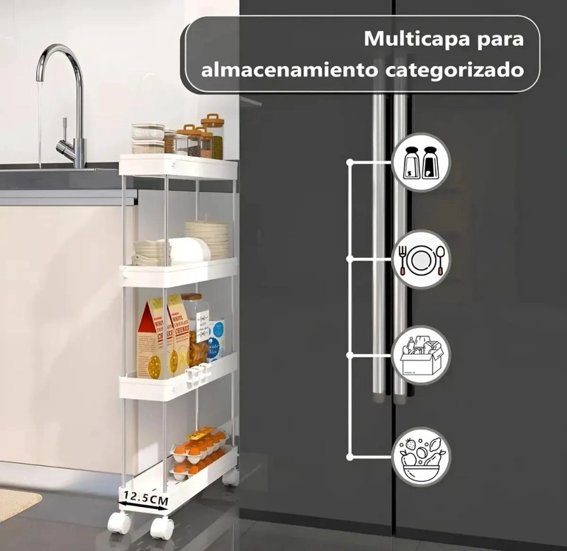 CARRITO ORGANIZADOR MULTIFUNCIONAL DE 4 NIVELES PARA HOGAR - 2