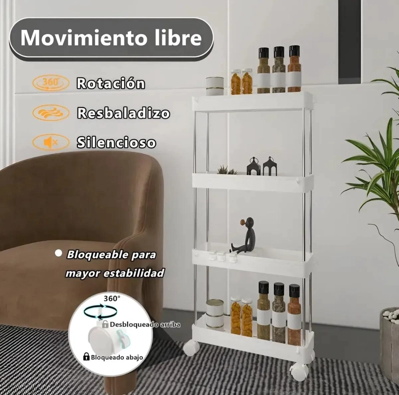CARRITO ORGANIZADOR MULTIFUNCIONAL DE 4 NIVELES PARA HOGAR - 3