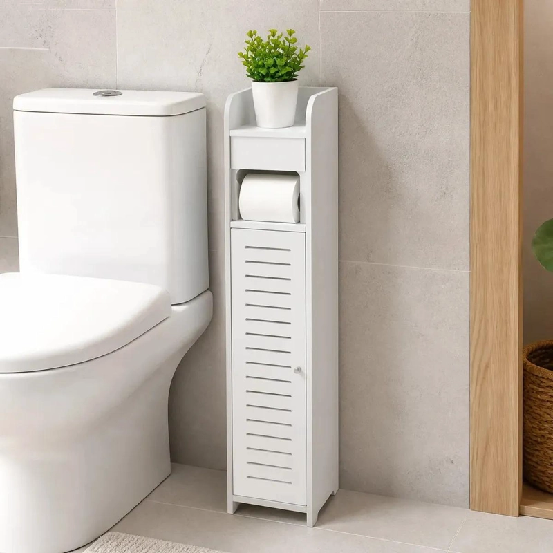 MUEBLE ORGANIZADOR PARA BAÑO CON PORTA PAPEL HIGIE NICO - 1