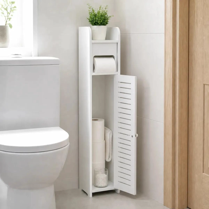 MUEBLE ORGANIZADOR PARA BAÑO CON PORTA PAPEL HIGIE NICO - 4