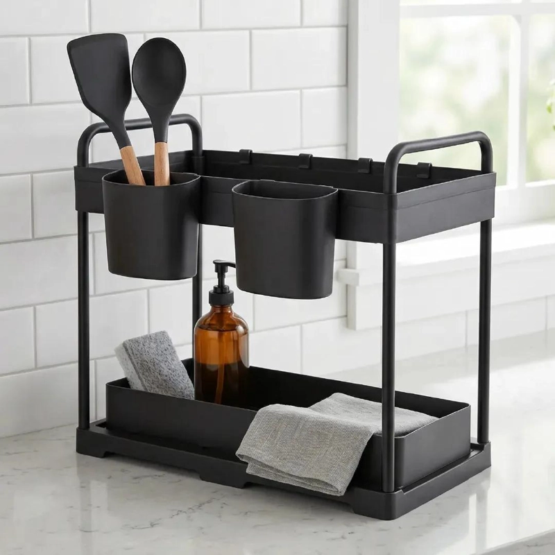 ORGANIZADOR DESLIZANTE DE 2 NIVELES PARA COCINAS Y BAÑOS - 1