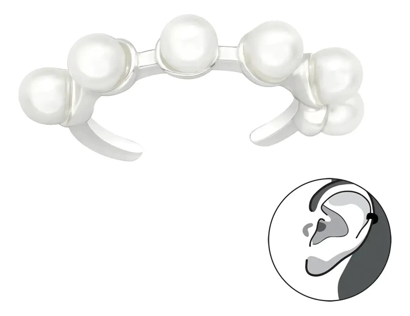 EAR CUFF ARO DE PERLAS EN PLATA 925 HIPOALERGE NICO SIN PERFORACION - 2