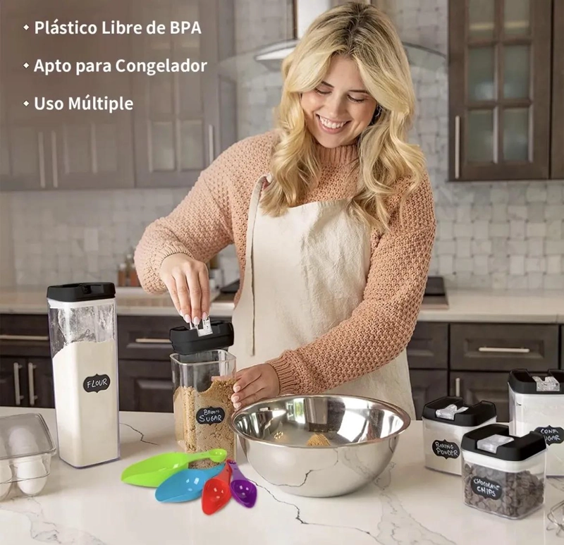 SET DE 7 CONTENEDORES HERME TICOS PARA ALIMENTOS DE COCINA - 3