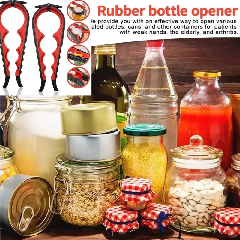 ABRIDOR MULTIFUNCIONAL 4 EN 1 PARA BOTELLAS LATAS Y FRASCOS CON MANGO ANTIDESLIZ - 4