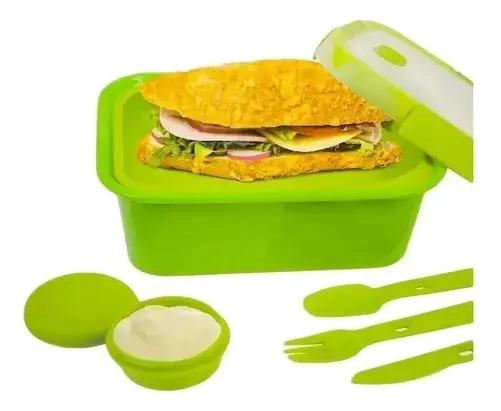PORTAVIANDAS PLEGABLE HERME TICO VERDE CON 2 COMPARTIMENTOS - 1