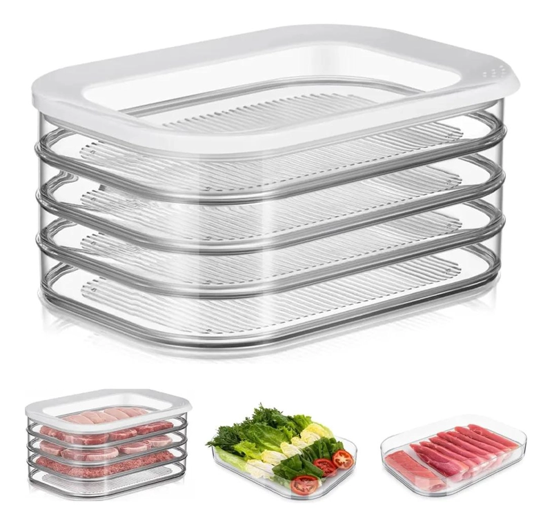 CONTENEDOR DE ALIMENTOS 4 COMPARTIMENTOS 2 LITROS CON TAPA - 1