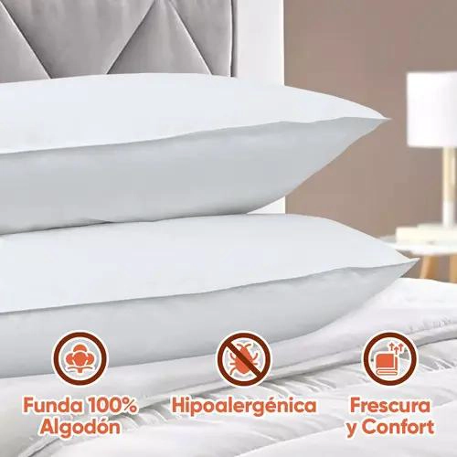 ALMOHADAS HOTELERAS KING SIZE CON SOPORTE SUAVE Y MICROFIBRAS HIPOALERGE NICAS - 4