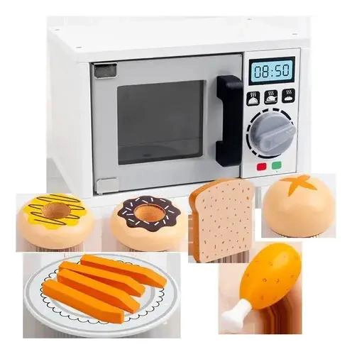 MICROONDAS DE MADERA PARA JUGUETES DE COCINA EDUCATIVOS - 8