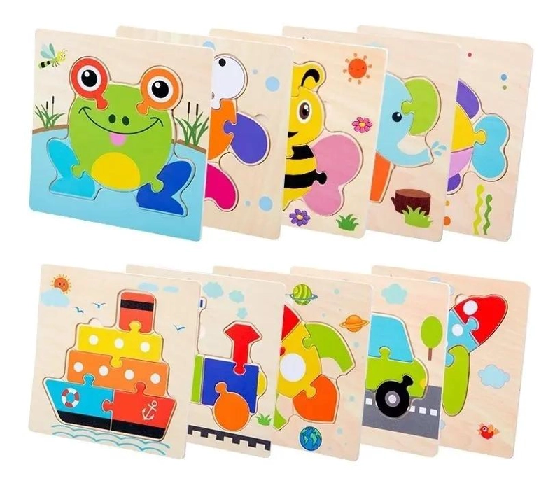ROMPECABEZAS DE MADERA EDUCATIVOS PARA NIÑOS PACK DE 6 - 1