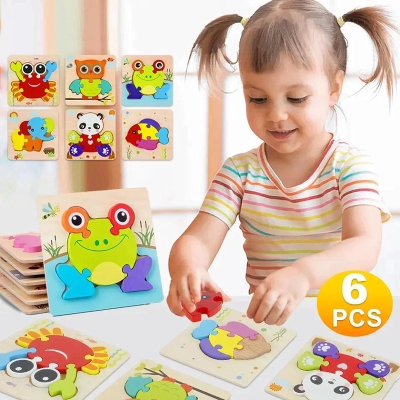 ROMPECABEZAS DE MADERA EDUCATIVOS PARA NIÑOS PACK DE 6 - 10