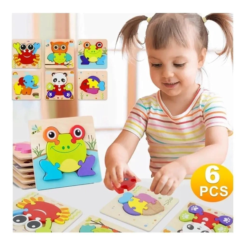 ROMPECABEZAS DE MADERA EDUCATIVOS PARA NIÑOS PACK DE 6 - 2