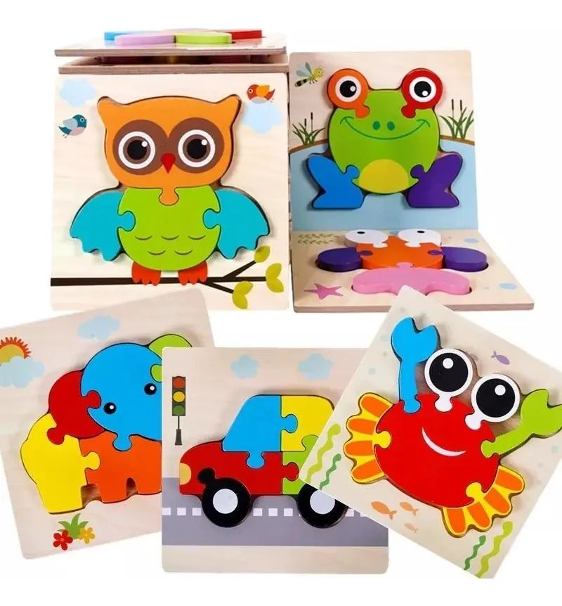 ROMPECABEZAS DE MADERA EDUCATIVOS PARA NIÑOS PACK DE 6 - 6