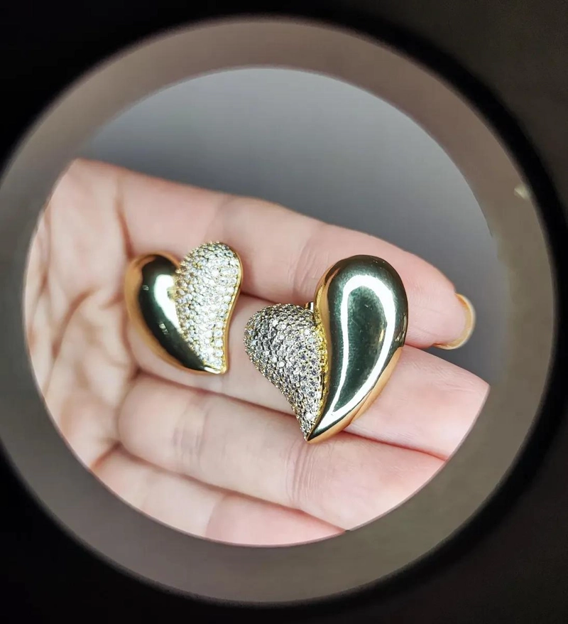 PENDIENTES DE CORAZON CHAPADOS EN COBRE 18K PARA MUJER - 2