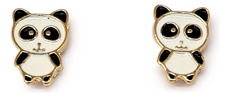 AROS PANDA ENCHAPADO EN ORO 18K HIPOALERGE NICOS - 2
