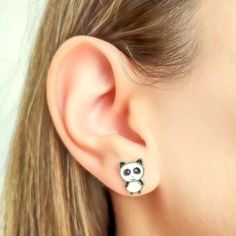 AROS PANDA ENCHAPADO EN ORO 18K HIPOALERGE NICOS - 3