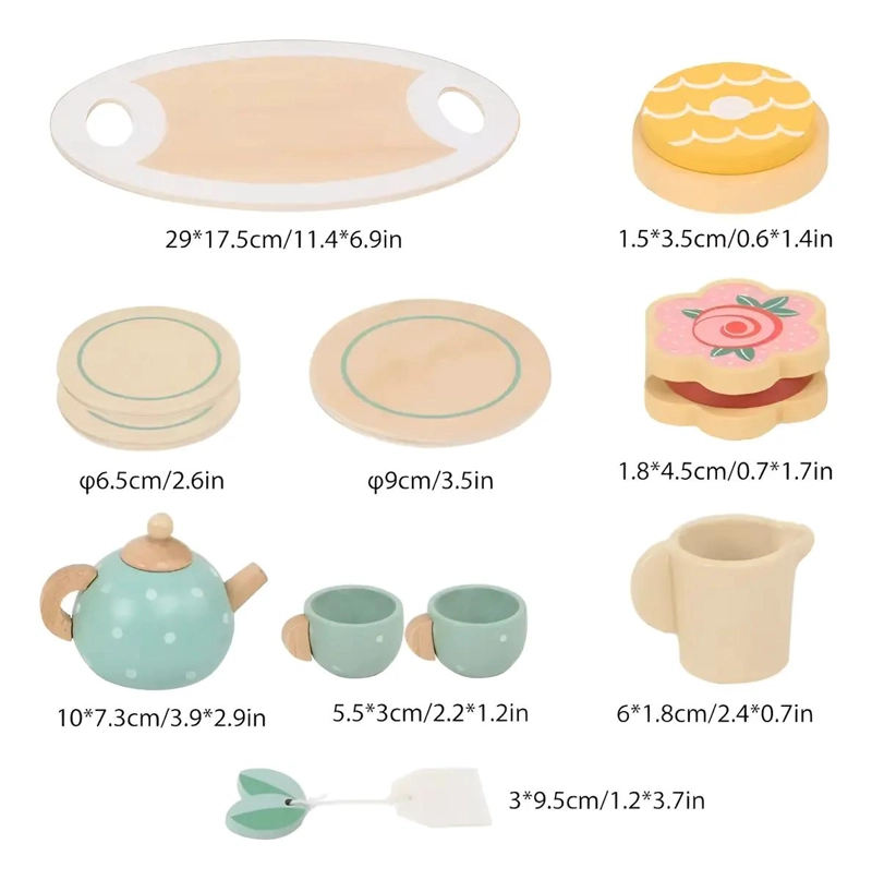 JUEGO DE TAZAS DE TE  DE MADERA PARA NIÑOS EDUCATIVO - 2