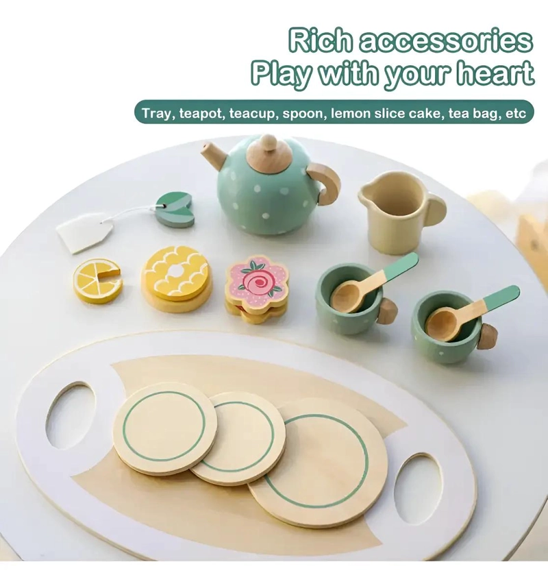 JUEGO DE TAZAS DE TE  DE MADERA PARA NIÑOS EDUCATIVO - 4