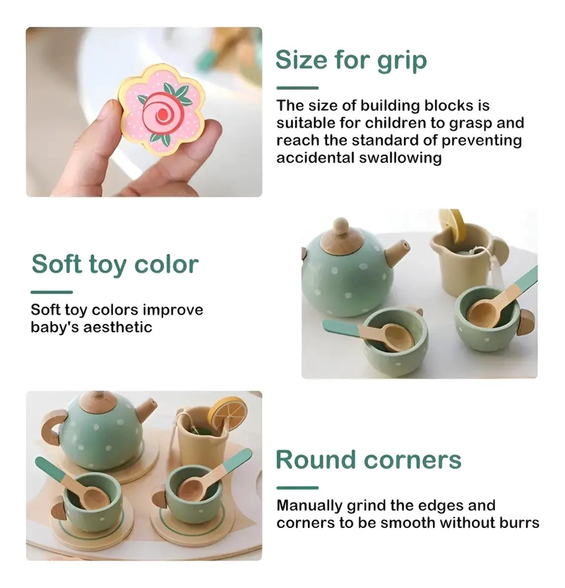 JUEGO DE TAZAS DE TE  DE MADERA PARA NIÑOS EDUCATIVO - 5