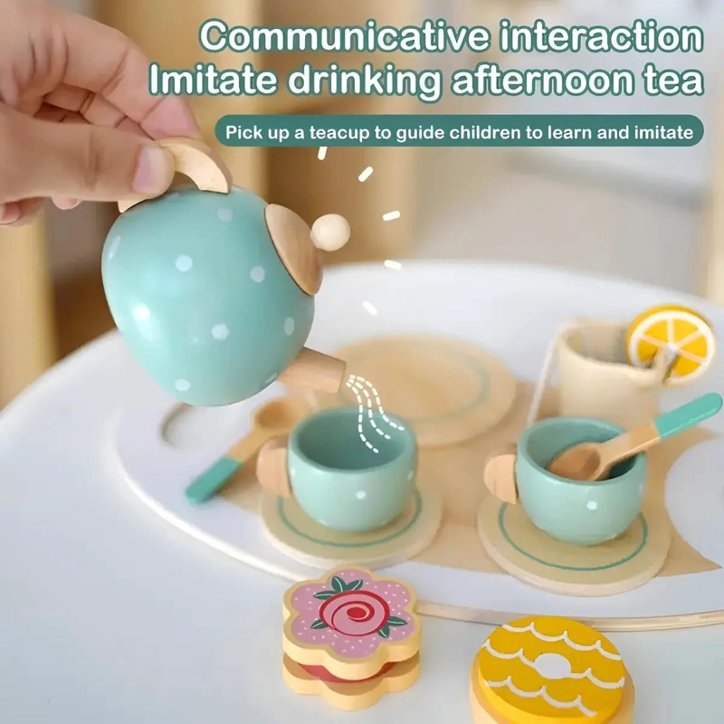 JUEGO DE TAZAS DE TE  DE MADERA PARA NIÑOS EDUCATIVO - 7