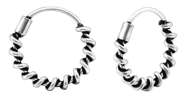 ARGOLLAS DE PLATA 925 DE 12 MM PARA HOMBRE Y MUJER - 1