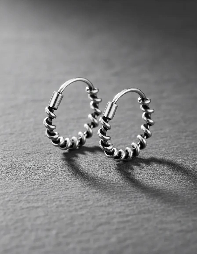 ARGOLLAS DE PLATA 925 DE 12 MM PARA HOMBRE Y MUJER - 4
