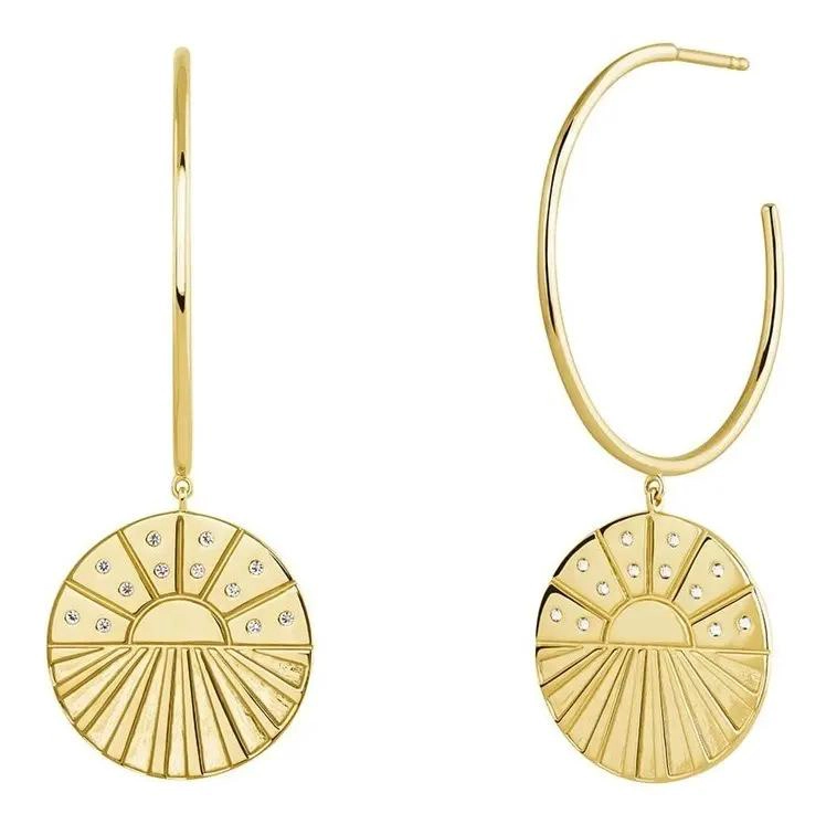 AROS COLGANTES SEMI ARGOLLA BAÑADOS EN ORO 18K - 1