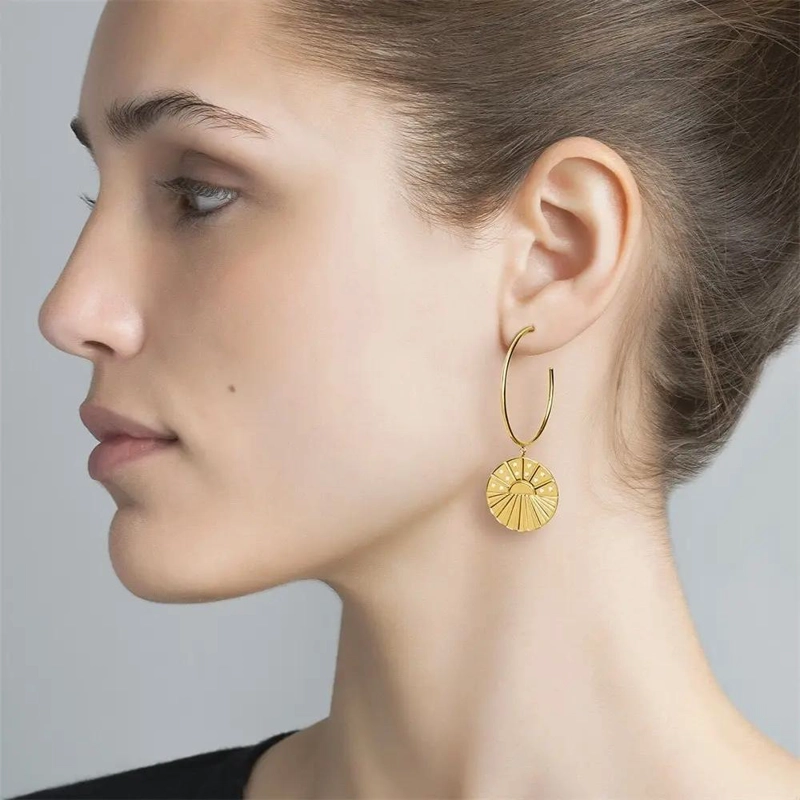 AROS COLGANTES SEMI ARGOLLA BAÑADOS EN ORO 18K - 3