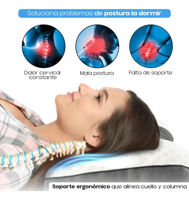 ALMOHADA CERVICAL ERGONOMICA LAVABLE COLOR BEIGE PARA SUEÑO REPARADOR - 3