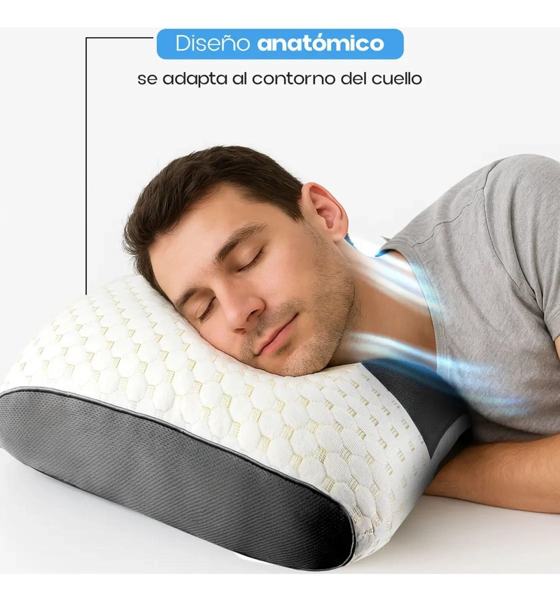 ALMOHADA CERVICAL ERGONOMICA LAVABLE COLOR BEIGE PARA SUEÑO REPARADOR - 4