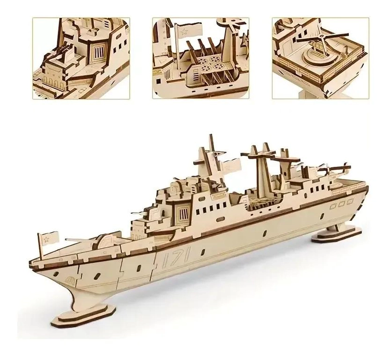 ROMPECABEZAS 3D DE MADERA BARCO PARA NIÑOS - 2