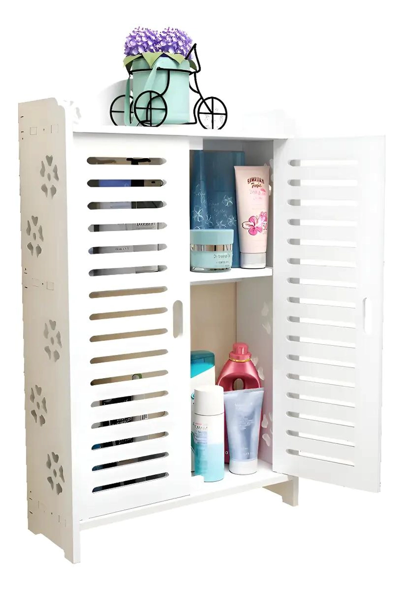 ORGANIZADOR COLGANTE PARA BAÑO CON ESTANTE BLANCO - 1