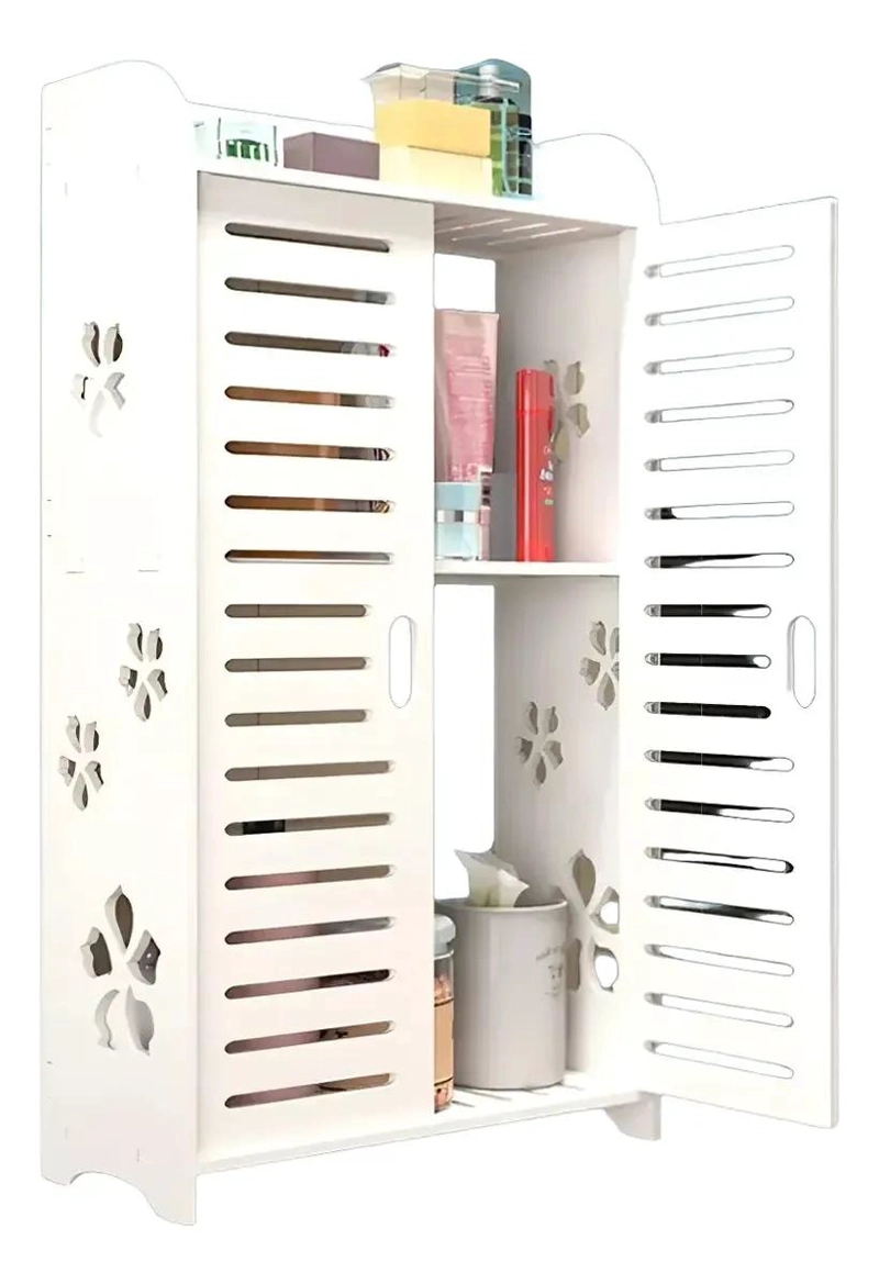 ORGANIZADOR COLGANTE PARA BAÑO CON ESTANTE BLANCO - 3