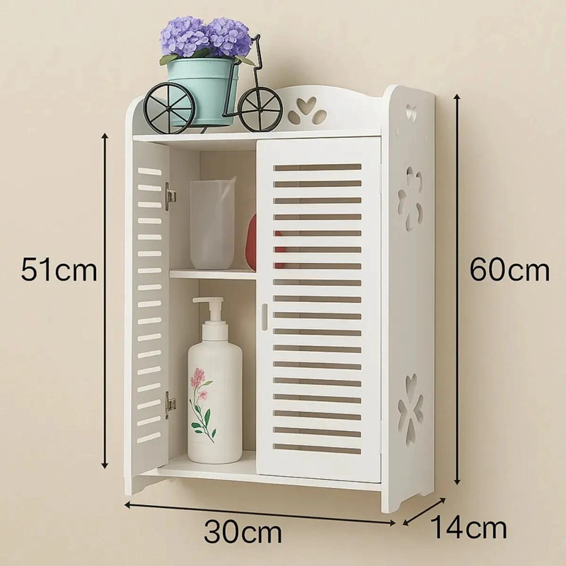 ORGANIZADOR COLGANTE PARA BAÑO CON ESTANTE BLANCO - 4