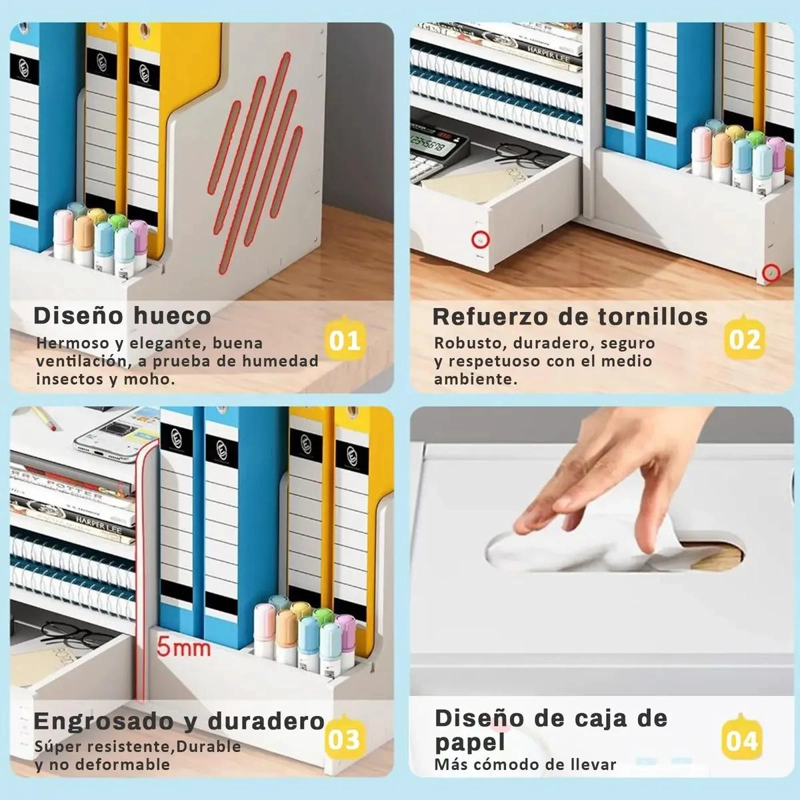 ORGANIZADOR DE ESCRITORIO MULTIFUNCIONAL CON ESTANTES PRACTICOS - 10