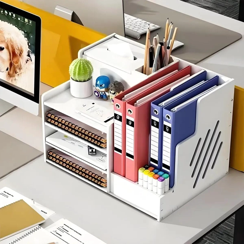 ORGANIZADOR DE ESCRITORIO MULTIFUNCIONAL CON ESTANTES PRACTICOS - 4