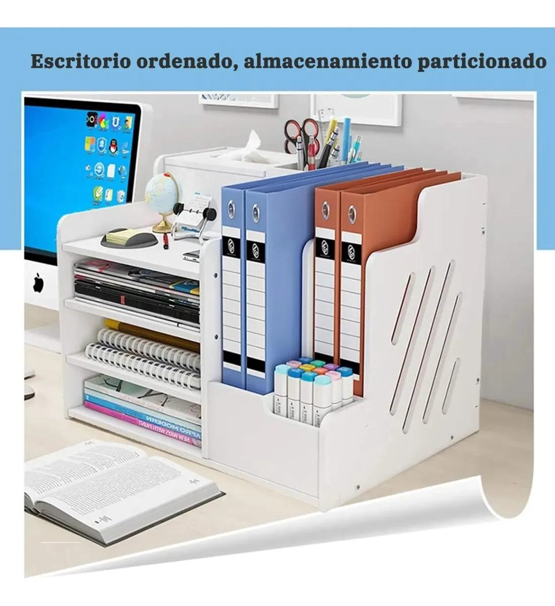 ORGANIZADOR DE ESCRITORIO MULTIFUNCIONAL CON ESTANTES PRACTICOS - 8